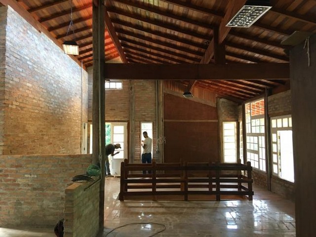 Piso de pedra de reuso